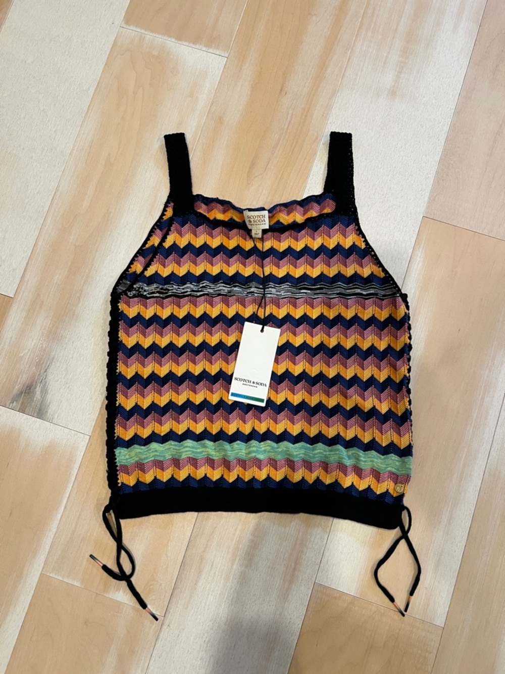 Scotch & Soda Multicolor Chevron Knit Camisole with Black Trim